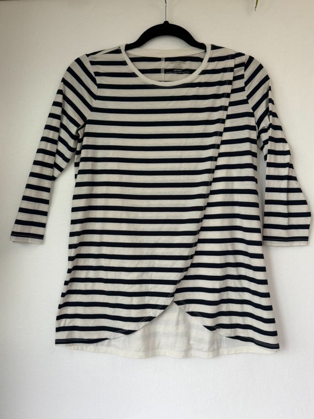 Motherhood Maternity Navy White Long Sleeve Nursing Top XS Breastfeeding Shirt